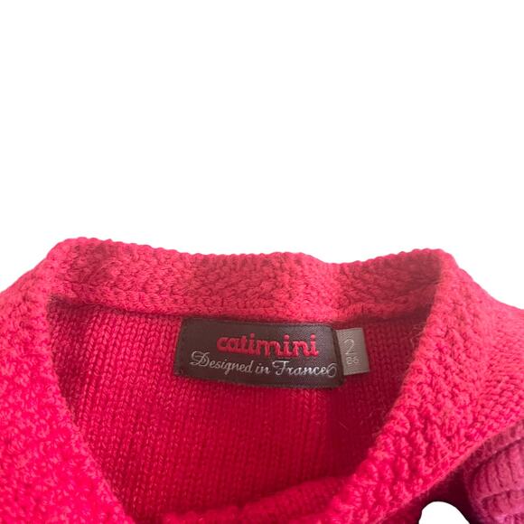 Catimini girls red cardigan sweater with appliques size 2 - Picture 2 of 7